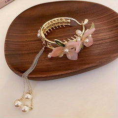 Faux Pearl Flower Hair Claw Mini Shark Claw Head Jewelry Hair Accessories