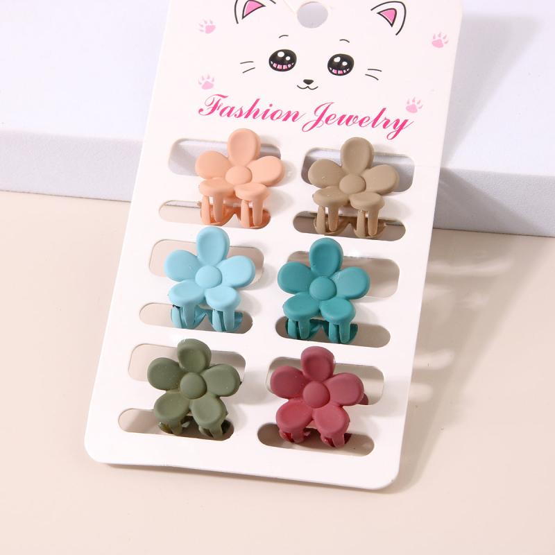 6pcs Mini Flower Bow Hair Claw Clip Strong Grip Hair Jaw Clip