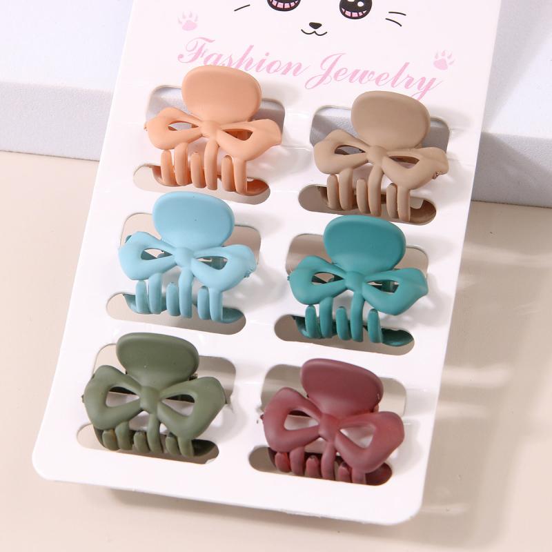 6pcs Mini Flower Bow Hair Claw Clip Strong Grip Hair Jaw Clip