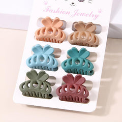 6pcs Mini Flower Bow Hair Claw Clip Strong Grip Hair Jaw Clip