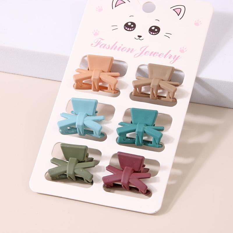 6pcs Mini Flower Bow Hair Claw Clip Strong Grip Hair Jaw Clip