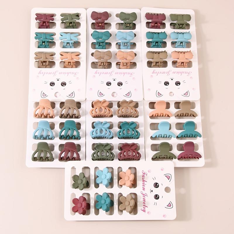6pcs Mini Flower Bow Hair Claw Clip Strong Grip Hair Jaw Clip