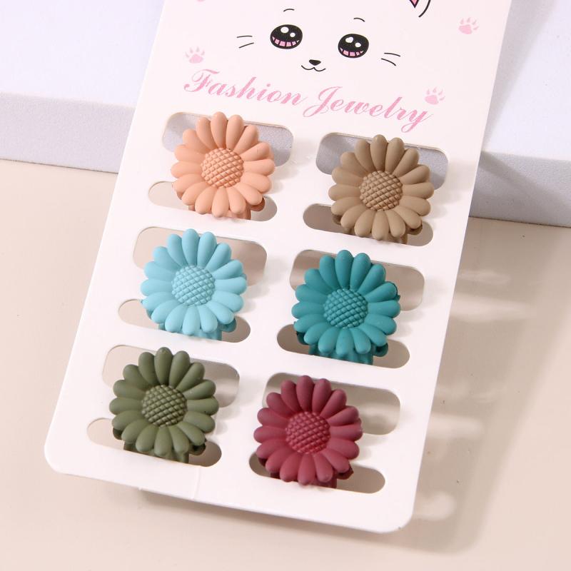 6pcs Mini Flower Bow Hair Claw Clip Strong Grip Hair Jaw Clip