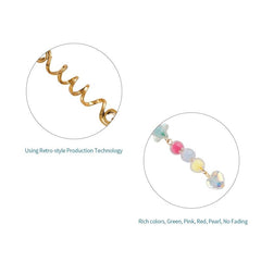 6pcs Colorful Faux Pearl Hair Jewelry For Braids Tassels Dreadlock Rings Charm