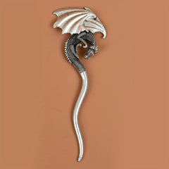 Silvery Dragon Hairpin Viking Style Hair Stick Ponytail Holder Vintage Hair Pin