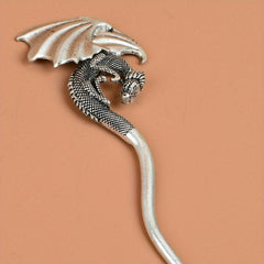 Silvery Dragon Hairpin Viking Style Hair Stick Ponytail Holder Vintage Hair Pin