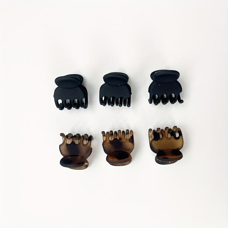 6pcs Vintage Matte Hair Claw Mini Plastic Shark Claw Ponytail Holder