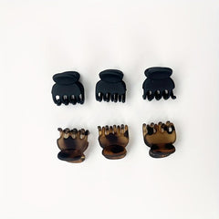 6pcs Vintage Matte Hair Claw Mini Plastic Shark Claw Ponytail Holder