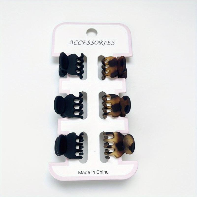 6pcs Vintage Matte Hair Claw Mini Plastic Shark Claw Ponytail Holder
