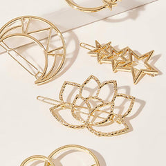 4pcs Star Moon Lotus Hair Clips Set