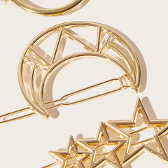 4pcs Star Moon Lotus Hair Clips Set