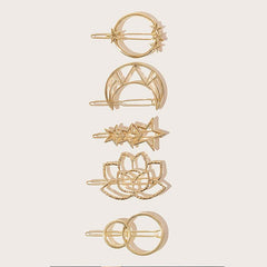 4pcs Star Moon Lotus Hair Clips Set