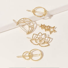 4pcs Star Moon Lotus Hair Clips Set