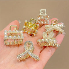 8 PCS Faux Pearl Mini Hair Claw Jewelry