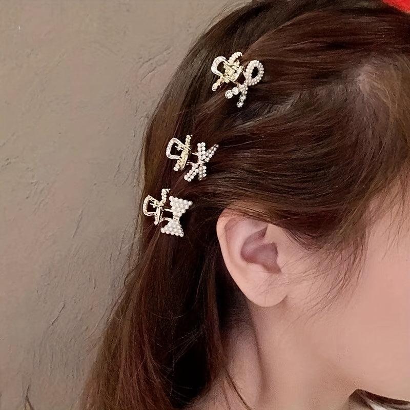 8 PCS Faux Pearl Mini Hair Claw Jewelry