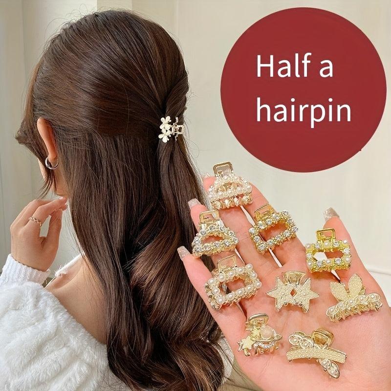 8 PCS Faux Pearl Mini Hair Claw Jewelry