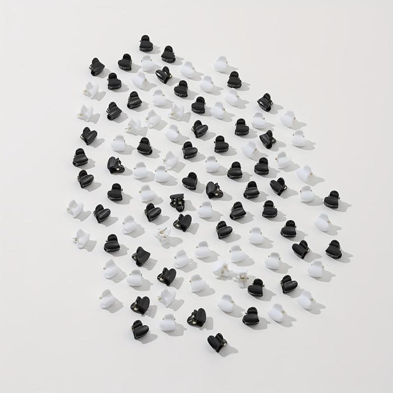 100pcs Mini Glossy Hair Claw Heart Shaped Hair Claw Nonslip Ponytail Holder