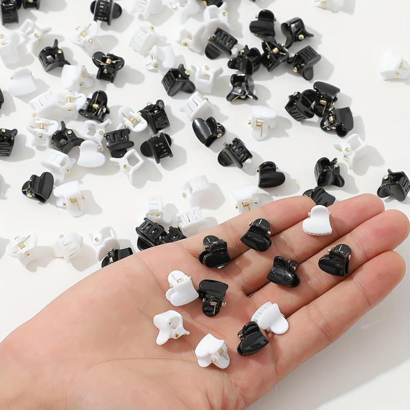 100pcs Mini Glossy Hair Claw Heart Shaped Hair Claw Nonslip Ponytail Holder