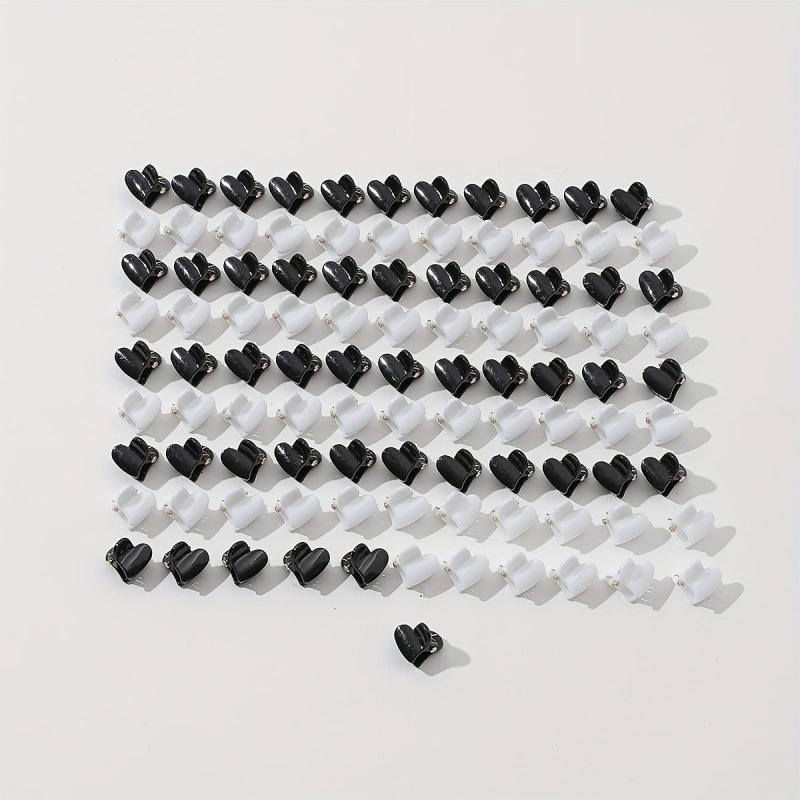 100pcs Mini Glossy Hair Claw Heart Shaped Hair Claw Nonslip Ponytail Holder