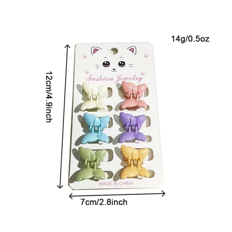 6pcs Solid Butterfly Hair Claw Clip Cartoon Hair Styling Accessory