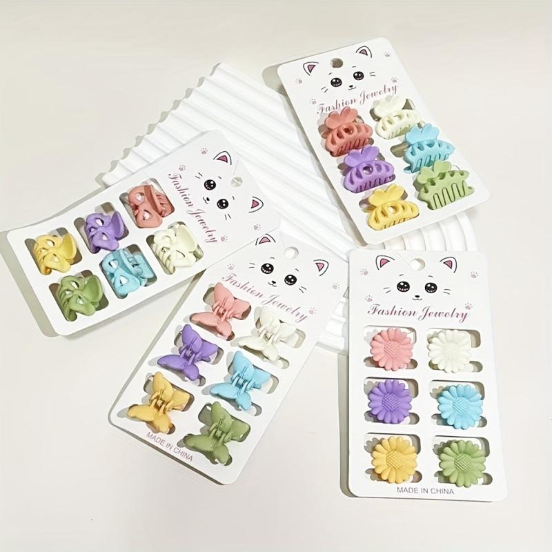 6pcs Solid Butterfly Hair Claw Clip Cartoon Hair Styling Accessory
