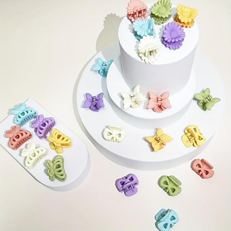 6pcs Solid Butterfly Hair Claw Clip Cartoon Hair Styling Accessory