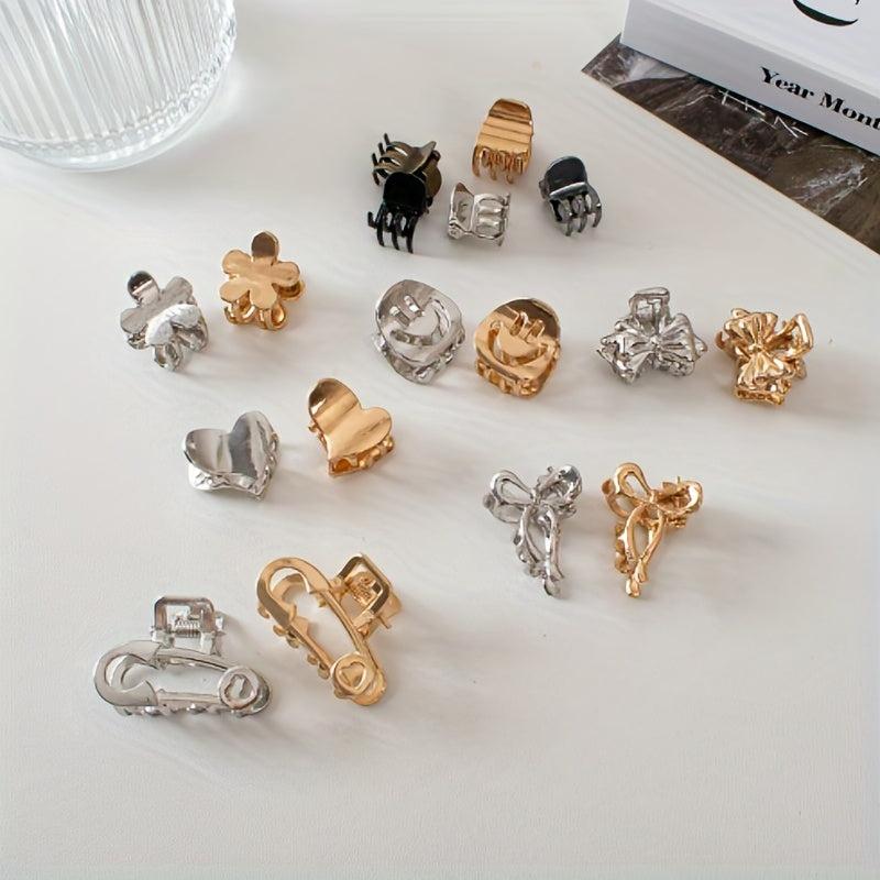 Metallic Hair Claw Clip Set Mini Hair Clip Women Girls