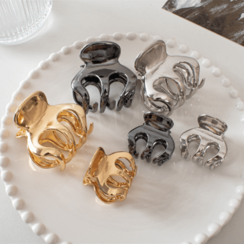 Metallic Hair Claw Clip Set Mini Hair Clip Women Girls