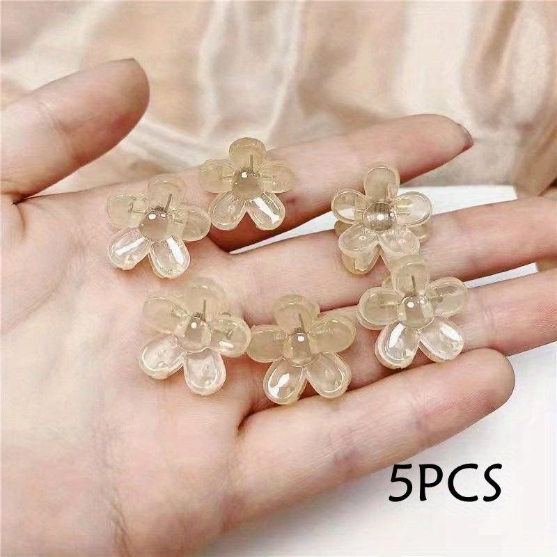 5pcs Flower Hair Clips Mini Shark Claw Hair Accessory