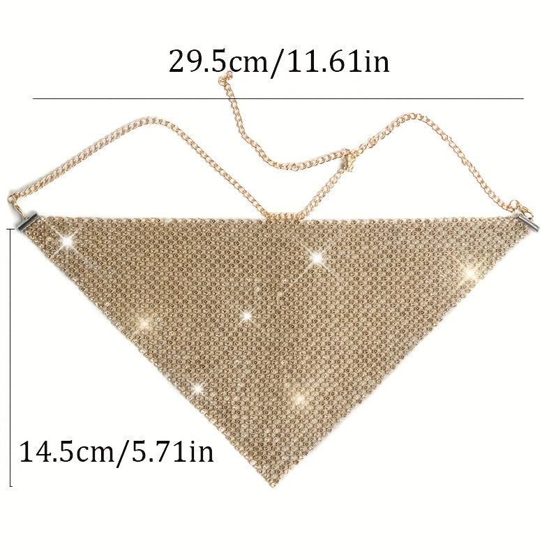 Rhinestone Mesh Mask Chain - Ball Party Nightclub Necklace