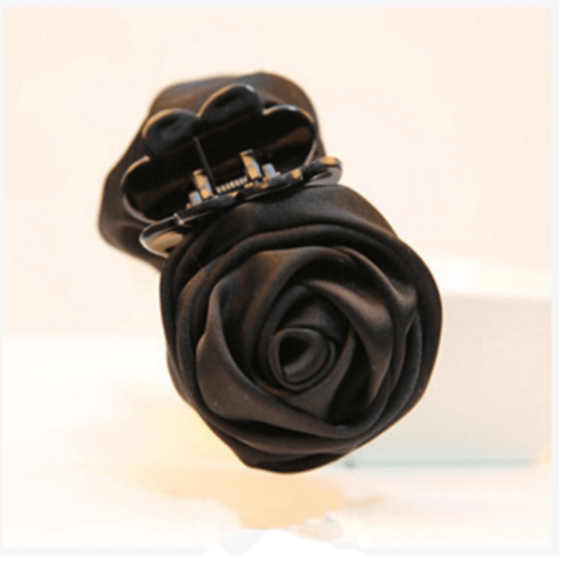 Small Fabric Rose Decor Hair Claw for Women Girls