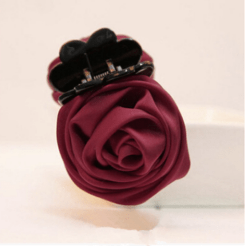 Small Fabric Rose Decor Hair Claw for Women Girls