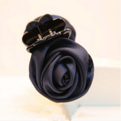 Small Fabric Rose Decor Hair Claw for Women Girls