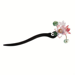 Vintage Lotus & Pearl Wooden Hair Pin Holder