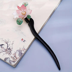 Vintage Lotus & Pearl Wooden Hair Pin Holder