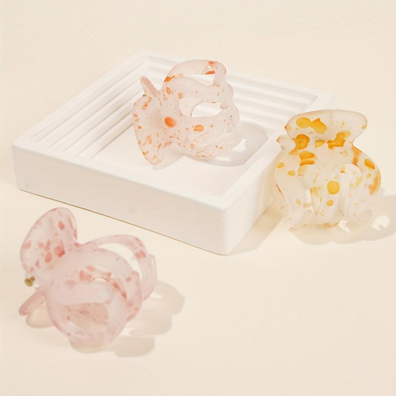 6pcs Transparent Dotted Hair Claw Mini Shark Claw Clip Hair Accessories