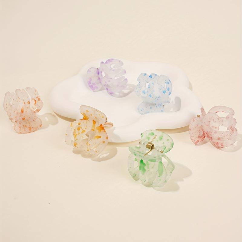 6pcs Transparent Dotted Hair Claw Mini Shark Claw Clip Hair Accessories