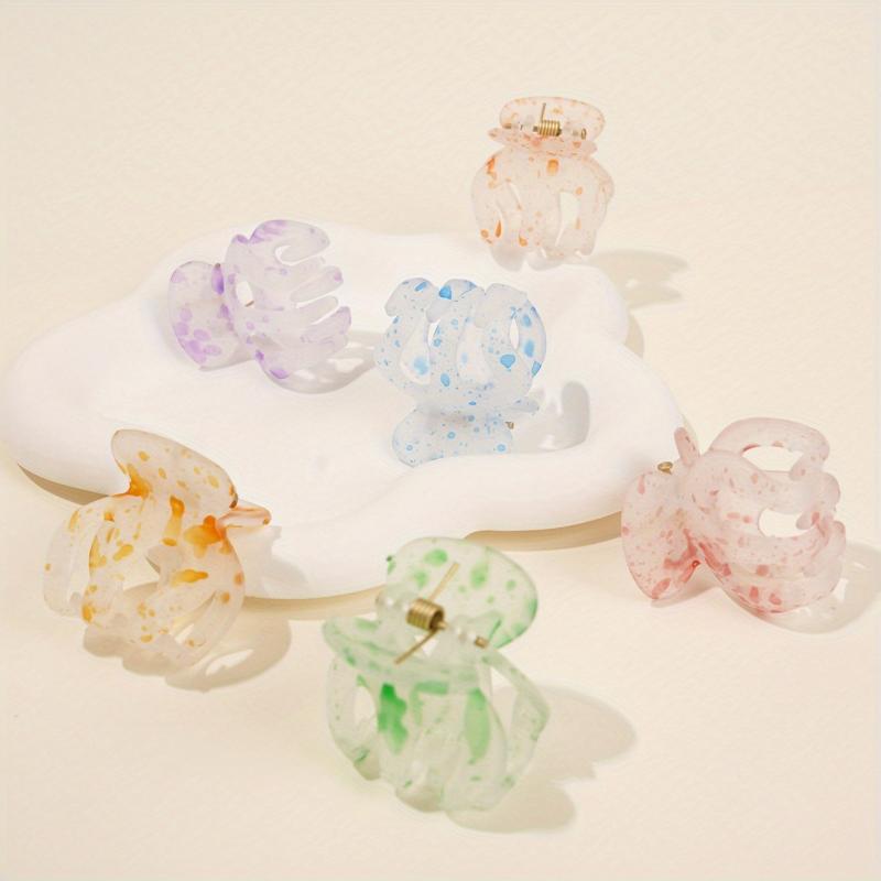6pcs Transparent Dotted Hair Claw Mini Shark Claw Clip Hair Accessories