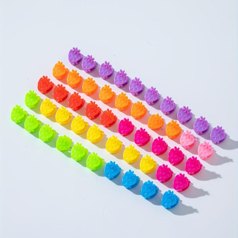 50pcs Mini Hair Claw Strawberry Shape Nonslip Hair Claw for Women Girls Baby