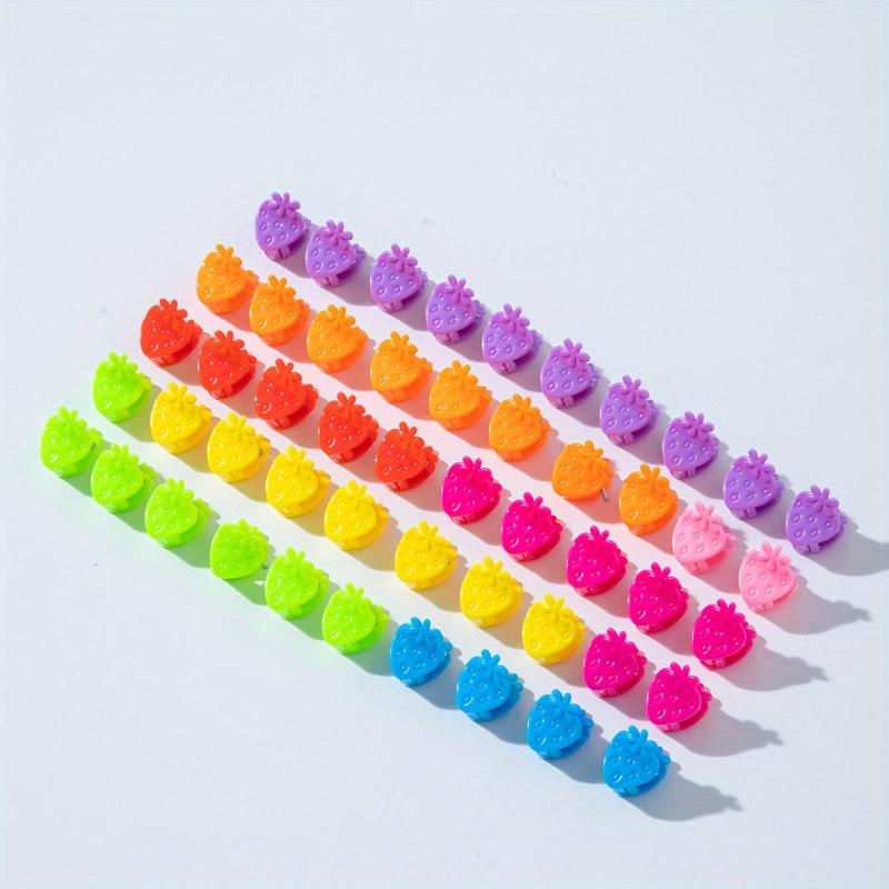 50pcs Mini Hair Claw Strawberry Shape Nonslip Hair Claw for Women Girls Baby