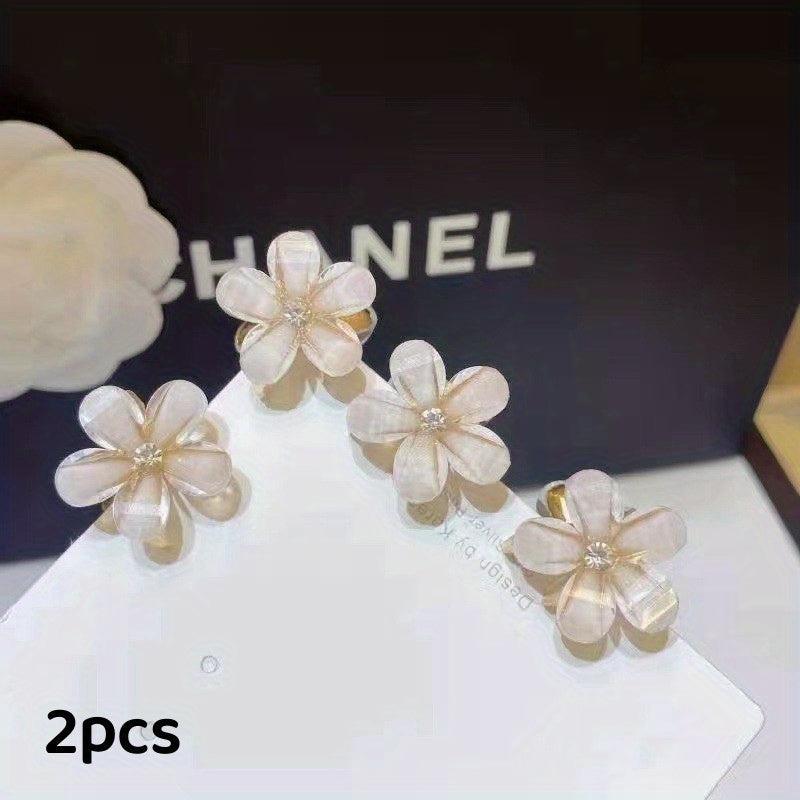 2pcs Mini Flower Hair Claw Clip Metal Hair Claw Nonslip Clip For Side Hair