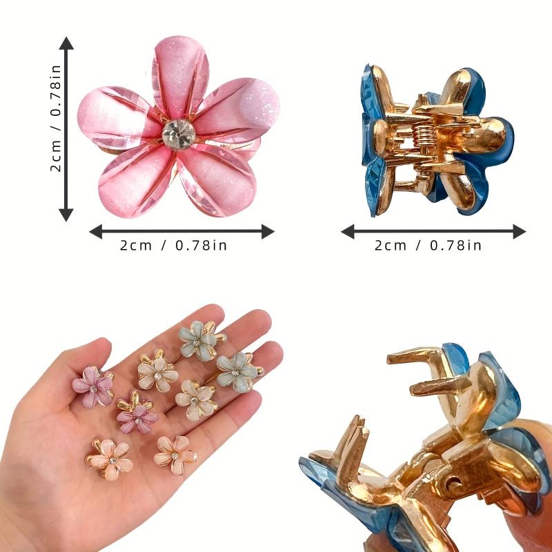 2pcs Mini Flower Hair Claw Clip Metal Hair Claw Nonslip Clip For Side Hair