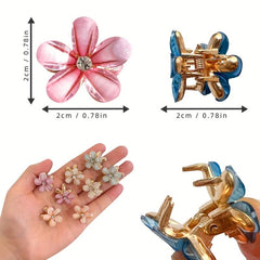 2pcs Mini Flower Hair Claw Clip Metal Hair Claw Nonslip Clip For Side Hair