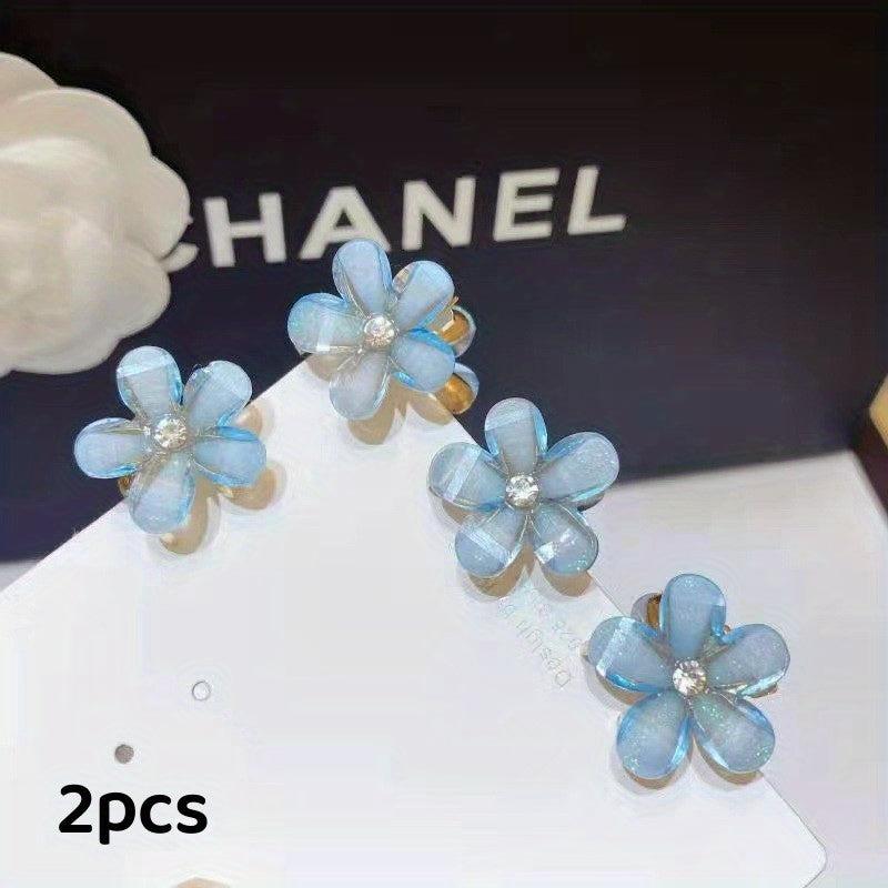 2pcs Mini Flower Hair Claw Clip Metal Hair Claw Nonslip Clip For Side Hair