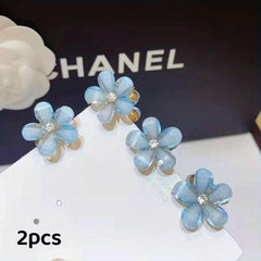 2pcs Mini Flower Hair Claw Clip Metal Hair Claw Nonslip Clip For Side Hair