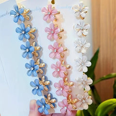 2pcs Mini Flower Hair Claw Clip Metal Hair Claw Nonslip Clip For Side Hair