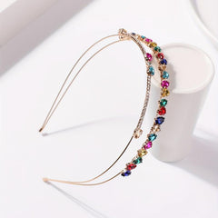 Colorful Rhinestone Hair Band Double Layered Headband Crystal Head Hoop