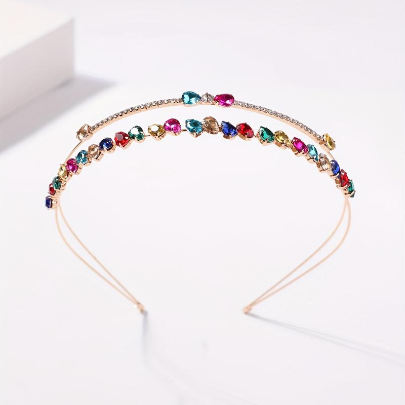 Colorful Rhinestone Hair Band Double Layered Headband Crystal Head Hoop