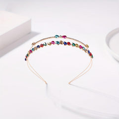 Colorful Rhinestone Hair Band Double Layered Headband Crystal Head Hoop