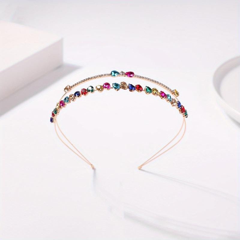 Colorful Rhinestone Hair Band Double Layered Headband Crystal Head Hoop